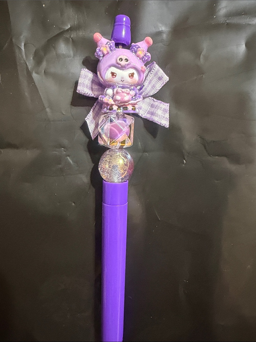 Cute Purple Character beaded Pen with Bow
